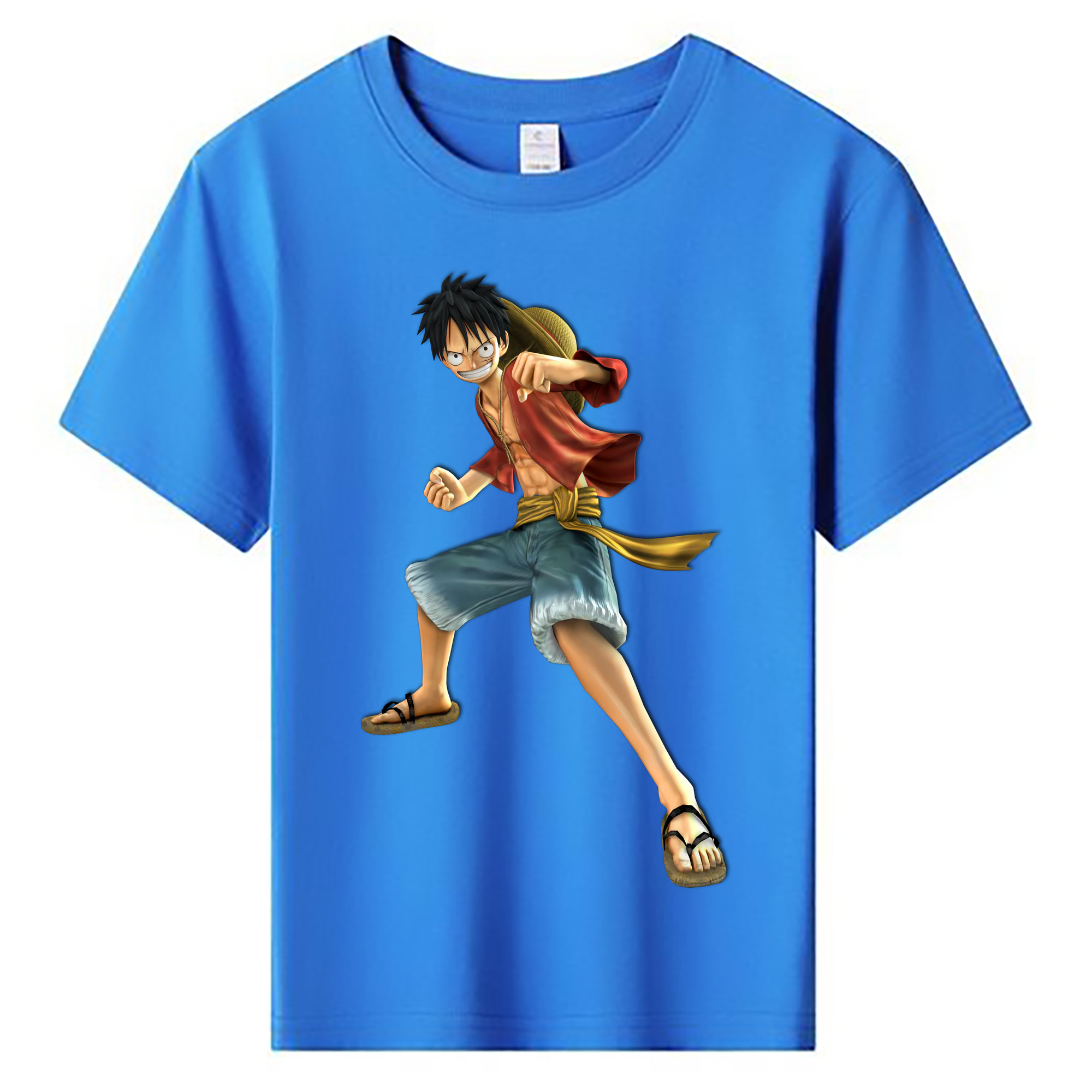 ワンピース モンキー・D・ルフィ ONE PIECE Monkey D. Luffy 綿100％キッズTシャツ（フロントプリント）